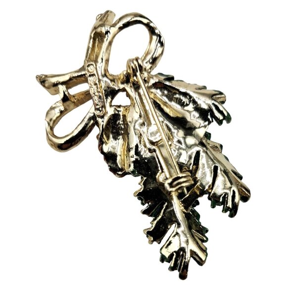 Vintage Christmas Holiday Brooch Pin Set Of 5 With Festive Designs En Rhinestone - Picture 10 of 10